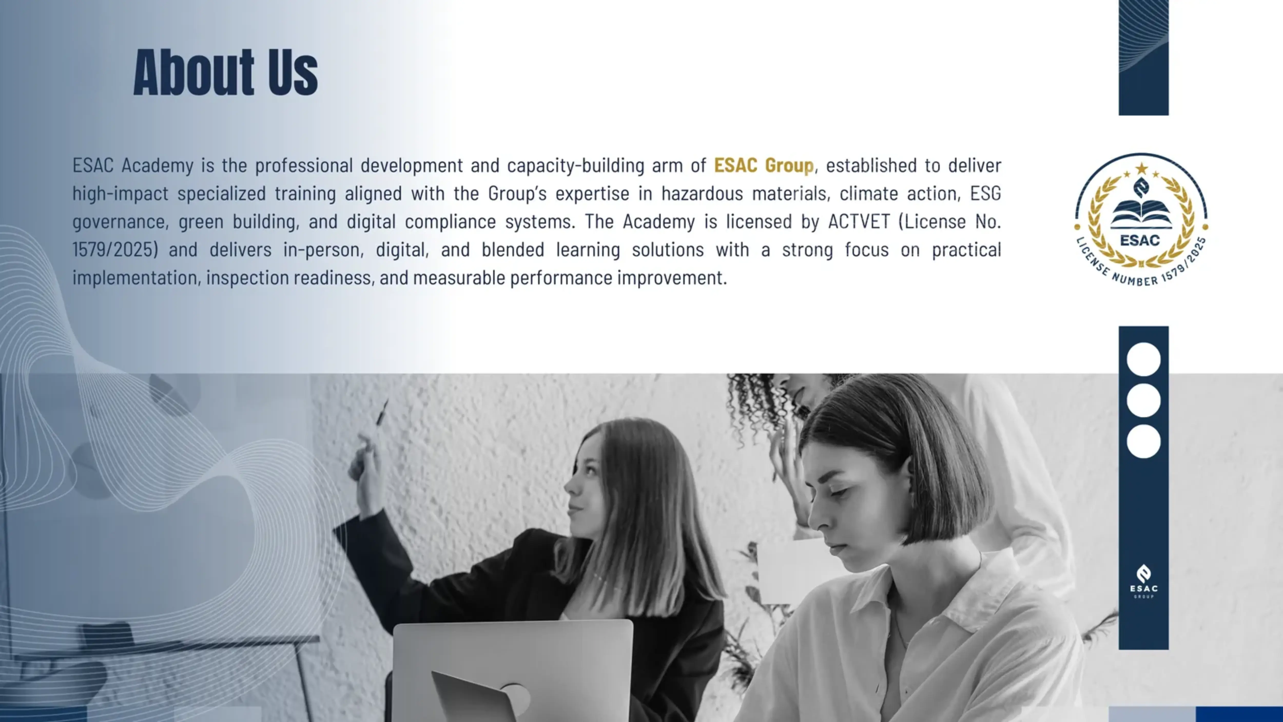 Training portfolio structure (from profile)